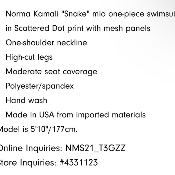 Norma Kamala Snake Mesh Mio Scattered Dots/nude swimsuit XS - Picture 8 of 12